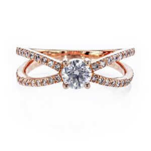 0,93 ct. diamantring af 14 kt. rødguld, AIG.